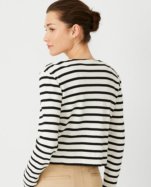 AT Weekend Striped Crew Neck Knit Jacket