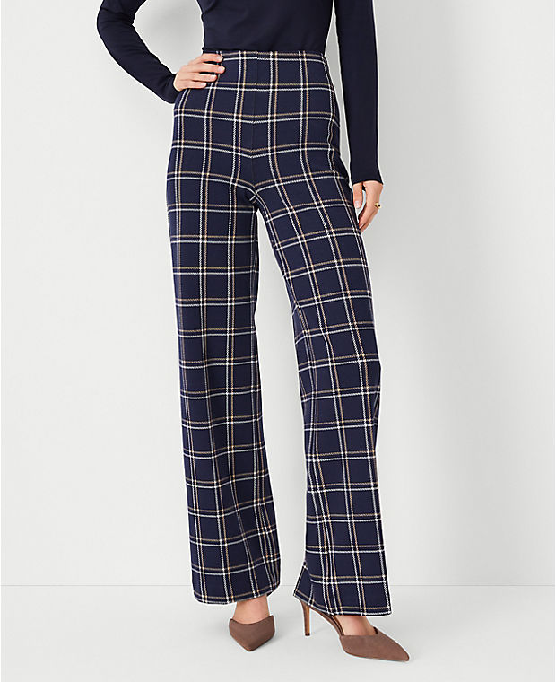 The Petite Side Zip Straight Pant in Plaid