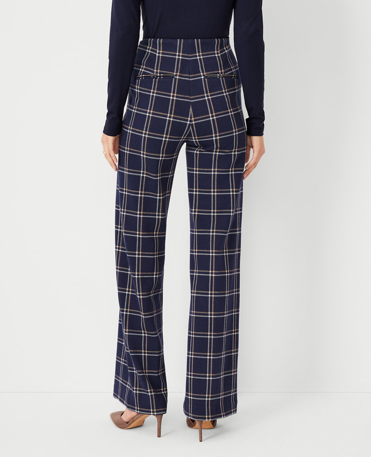 The Petite Side Zip Straight Pant in Plaid