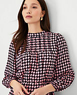 Houndstooth Pintucked Mock Neck Dress carousel Product Image 3