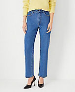 High Rise Straight Jeans in Vintage Mid Indigo Wash - Curvy Fit carousel Product Image 1