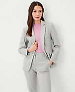 The Petite Notched One Button Blazer in Plaid carousel Product Image 1