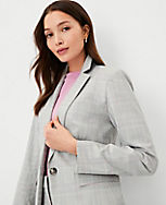 The Petite Notched One Button Blazer in Plaid carousel Product Image 3