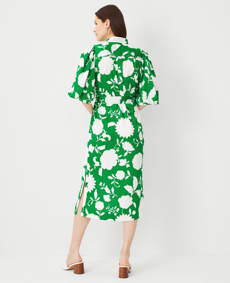 Floral Split Neck Midi Dress