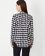 Petite Houndstooth Tie Neck Blouse carousel Product Image 2