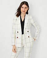 The Fitted Double Breasted Blazer in Windowpane carousel Product Image 3