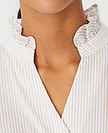 Striped Ruffle Button Sleeveless Top carousel Product Image 4