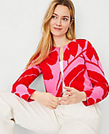 Floral Jacquard Cropped Cardigan carousel Product Image 1