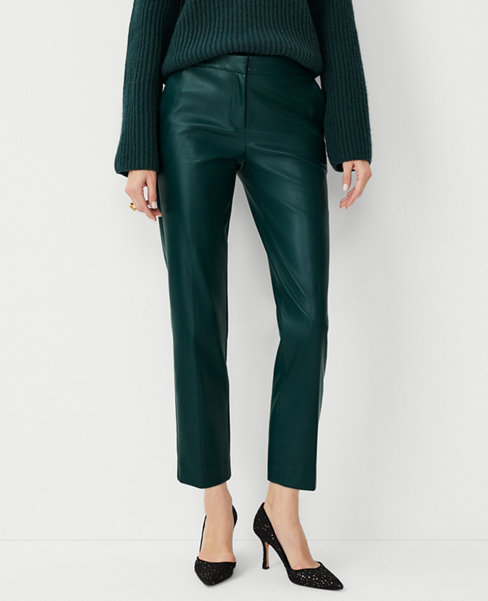 The Petite Eva Ankle Pant in Faux Leather - Curvy Fit