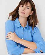 Petite Pearlized Button Polo Top carousel Product Image 1