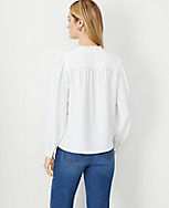 Lace Pintucked Ruffle Neck Shirt carousel Product Image 2