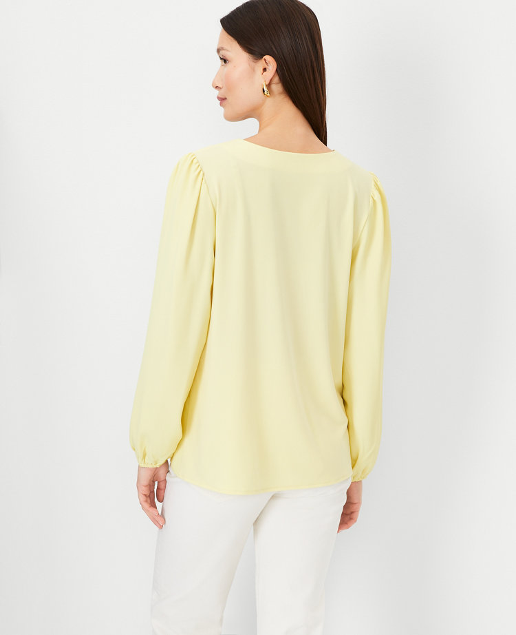 Washed Mix Media V Neck Casual Top main image 1
