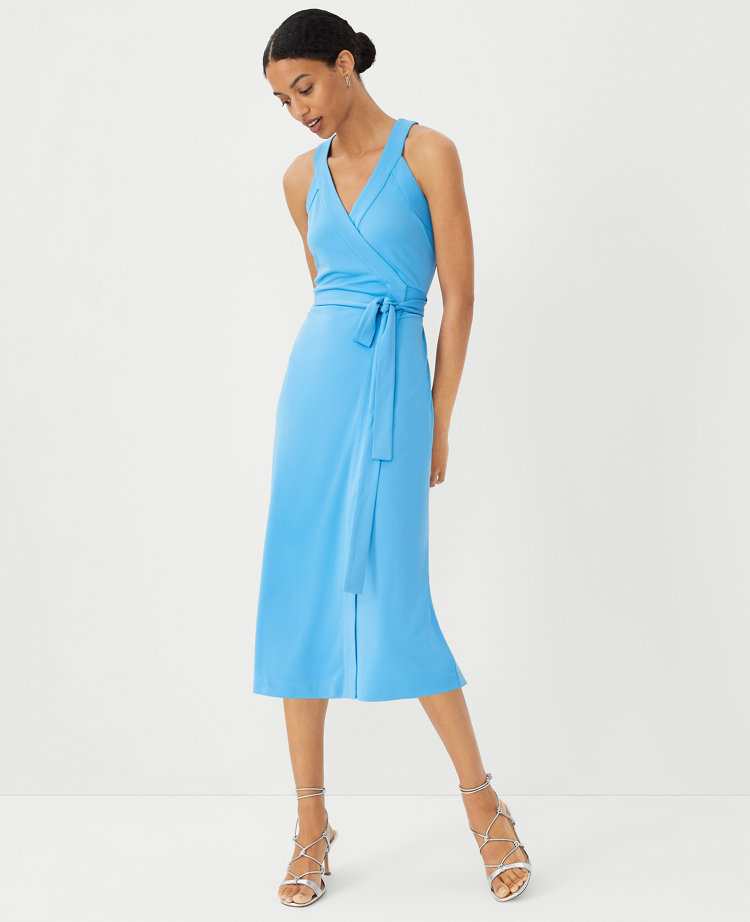 Halter Wrap Column Midi Dress