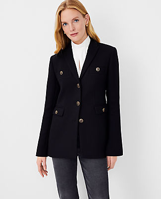Ann Taylor Petite Twill Tailored Jacket In Black