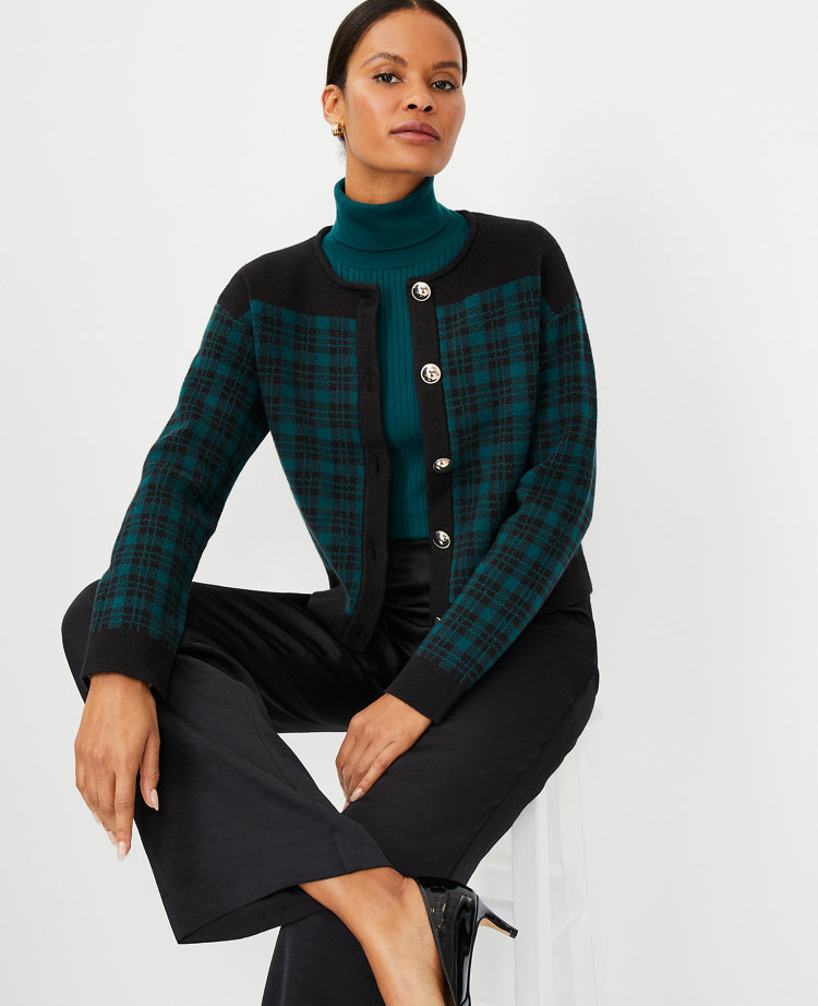 Petite Plaid Sweater Jacket