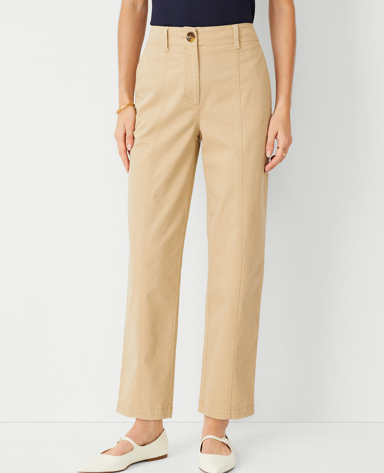 AT Weekend Seamed High Rise Straight Ankle Pants in Chino