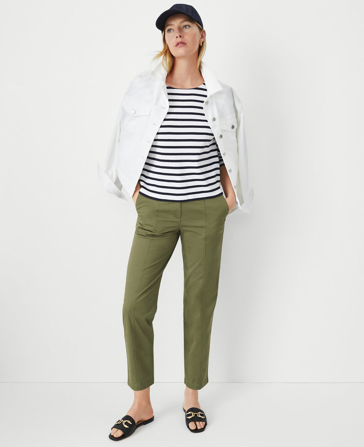 AT Weekend Seamed High Rise Straight Ankle Pants in Chino