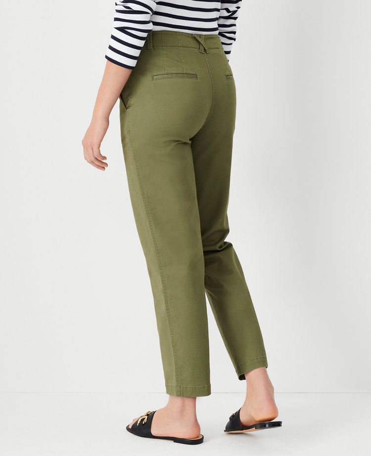 Shop Ann Taylor Seamed Straight Ankle Pant In Green Kalamata