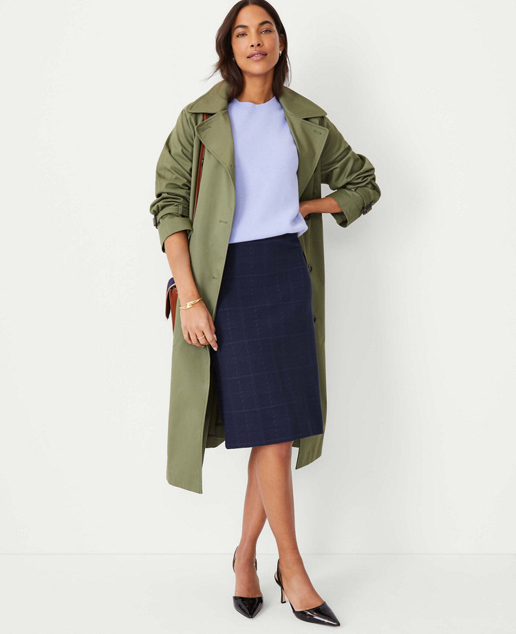 Blue plaid outlet pencil skirt