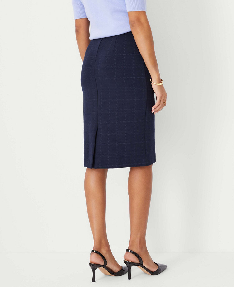 Ann Taylor Plaid Pull On Pencil Skirt Night Sky Women's