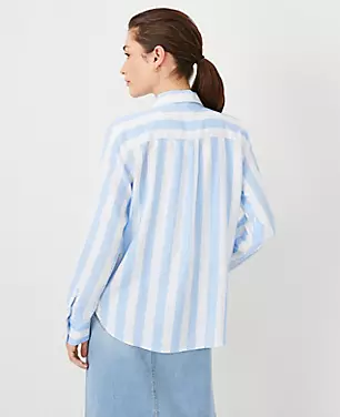 AT Weekend Striped Linen Blend Relaxed Shirt carousel Product Image 3