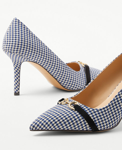 Houndstooth Buckle Pointy Toe Pumps