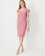 The Scooped Square Neck Front Slit Sheath Dress in Bi-Stretch carousel Product Image 1