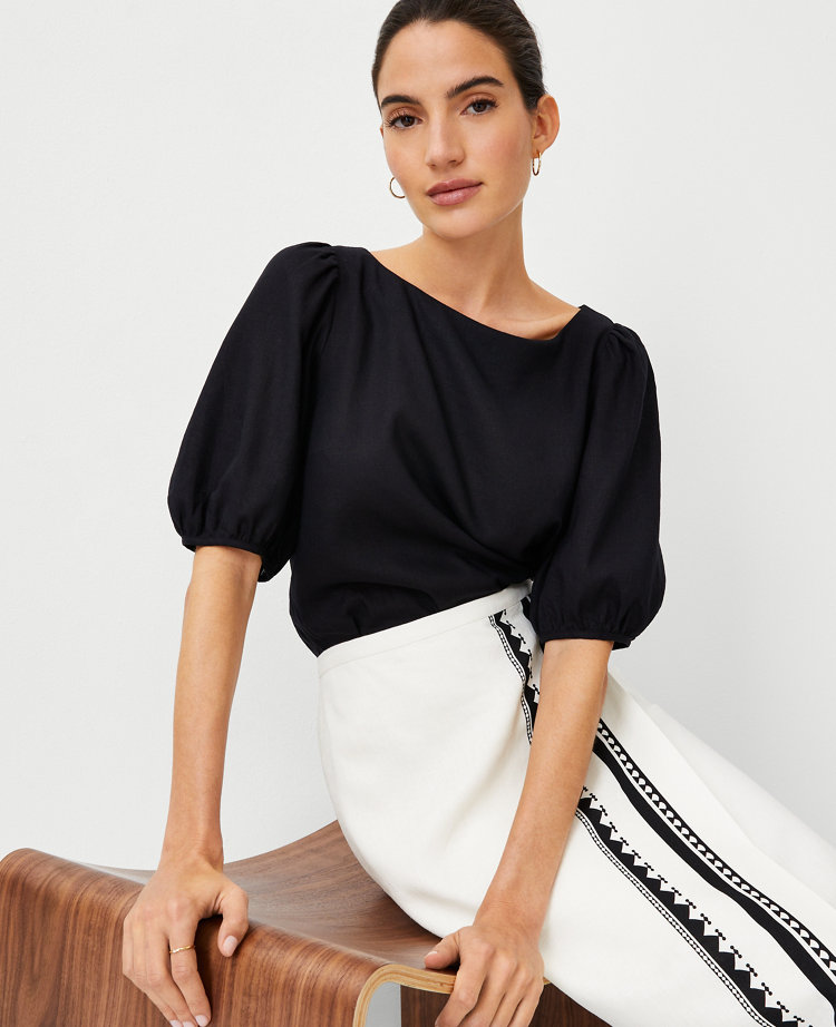 Linen Blend Boatneck Popover - image 3
