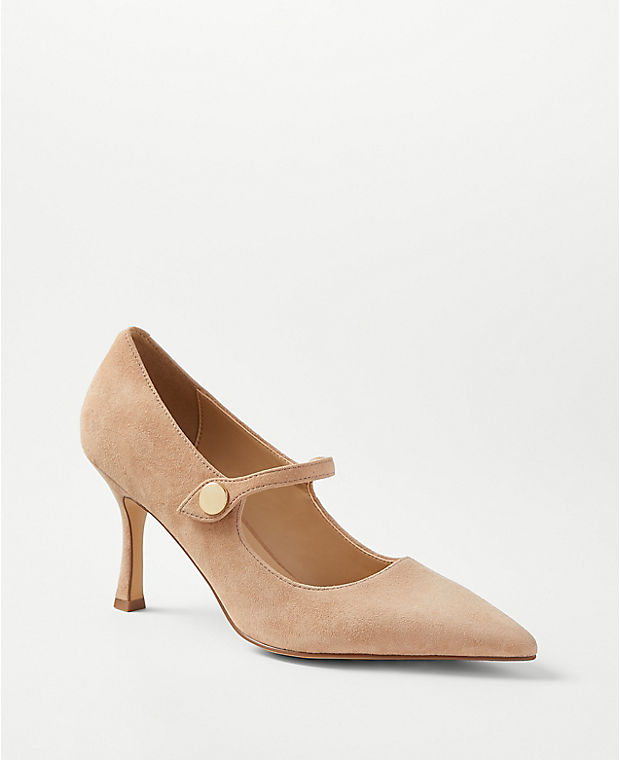 Suede Strappy Mary Jane Pumps