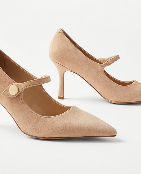 Suede Strappy Mary Jane Pumps