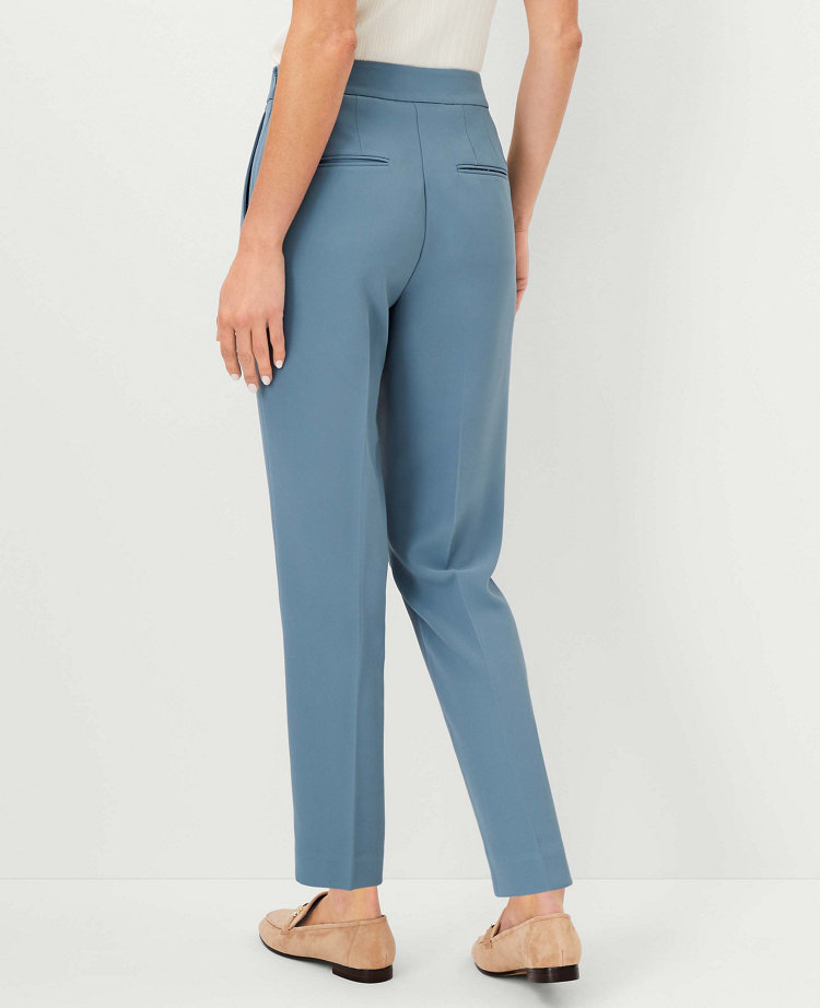 Ann Taylor The High Rise Side Zip Ankle Pant in Fluid Crepe Size 0 Blue Echo Women's