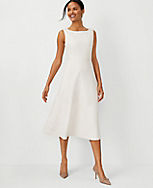 The Boatneck Full Midi Dress in Textured Stretch carousel Product Image 1
