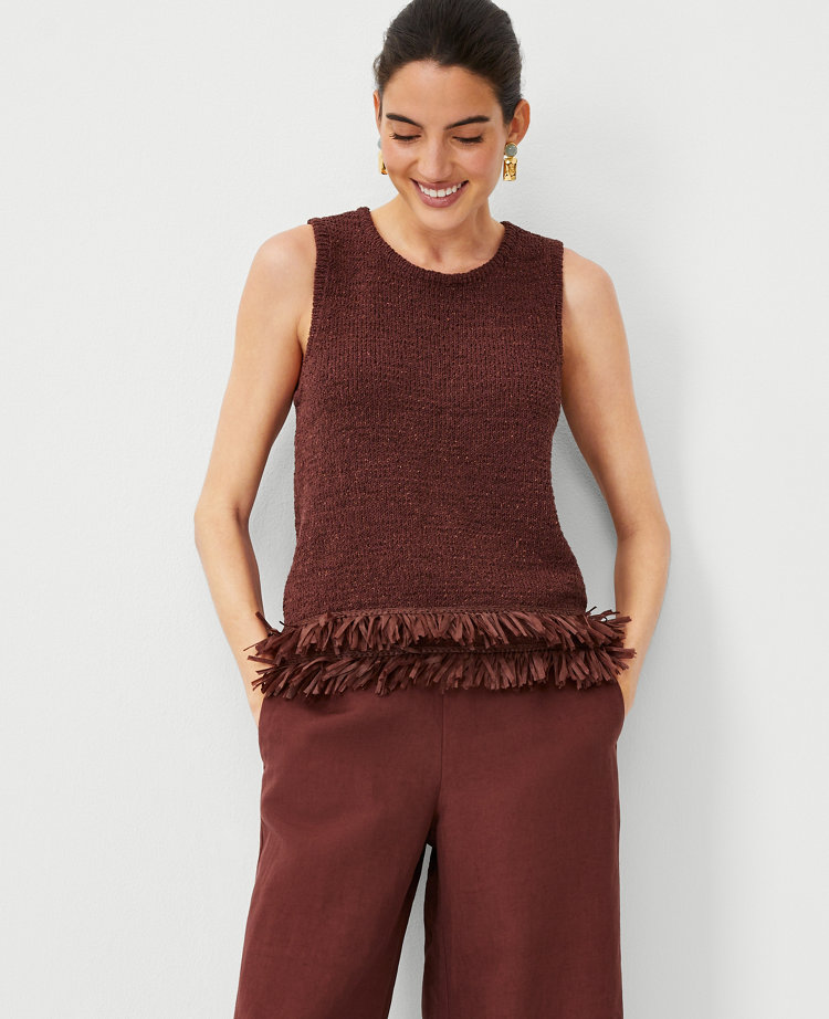 Ann Taylor Fringe Shell Top Women's