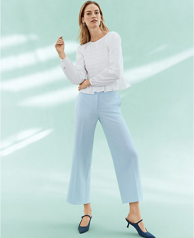 The High Rise Kate Wide Leg Crop Pant in Crepe