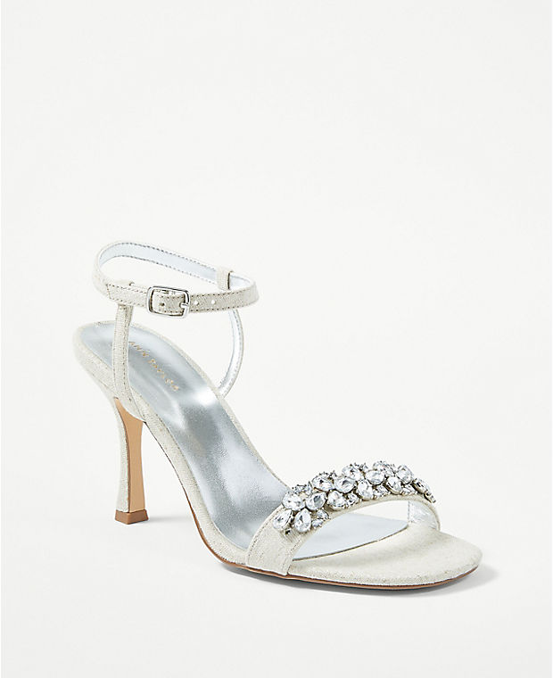 Studio Collection Crystal Linen Skinny Strap Sandals