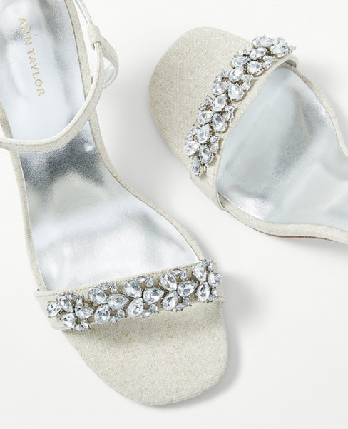 Studio Collection Crystal Linen Skinny Strap Sandals