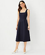 The Petite Square Neck Midi Dress in Stretch Cotton carousel Product Image 1