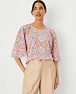 Studio Collection Floral Silk Cape Blouse carousel Product Image 1