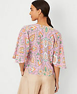 Studio Collection Floral Silk Cape Blouse carousel Product Image 2