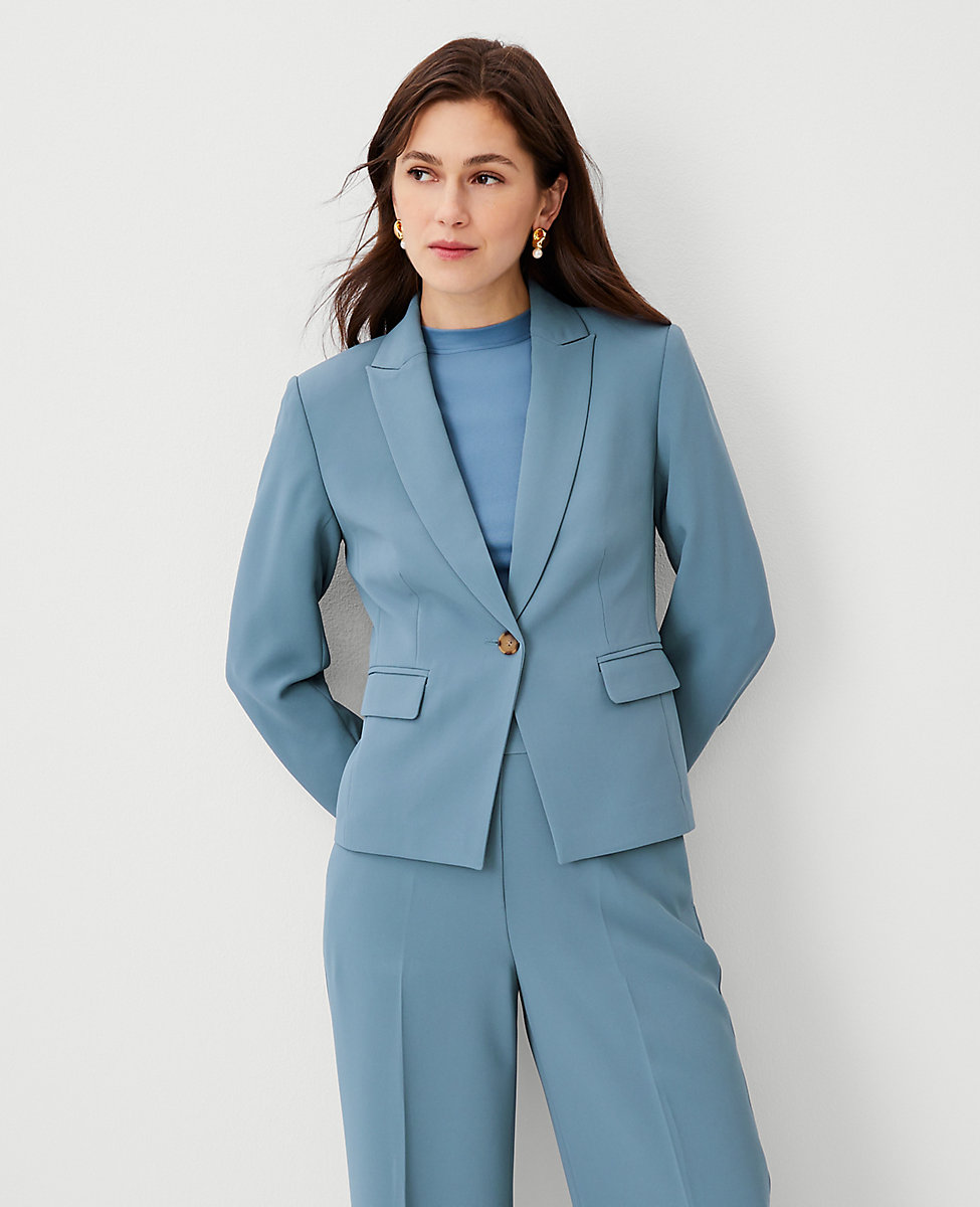 The Shorter One Button Blazer in Fluid Crepe