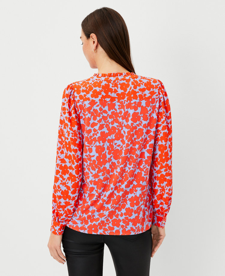 Petite Floral Mixed Media Pintucked Top