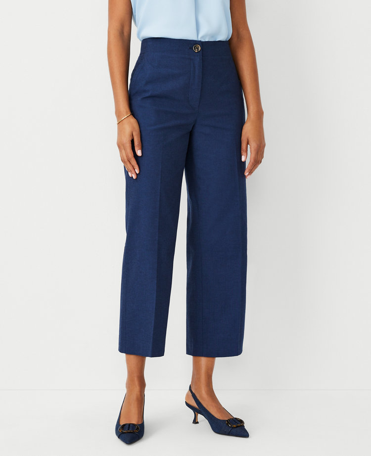 Curiosity Navy Blue Wide-Leg Cropped Pants