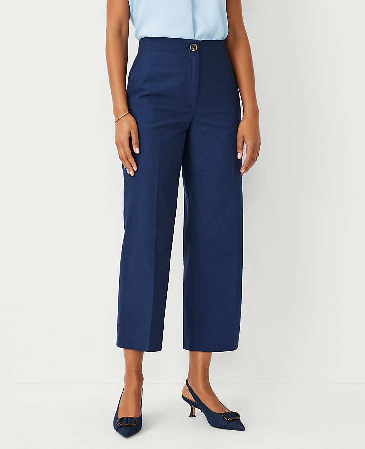 The Kate Wide Leg Crop Pant in Polished Denim