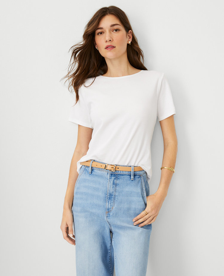 Petite Pima Cotton Crew Neck Tee