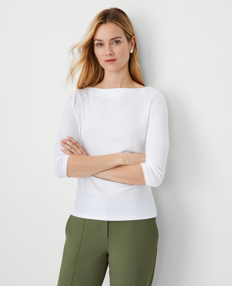 Pima Cotton 3/4 Sleeve Boatneck Tee