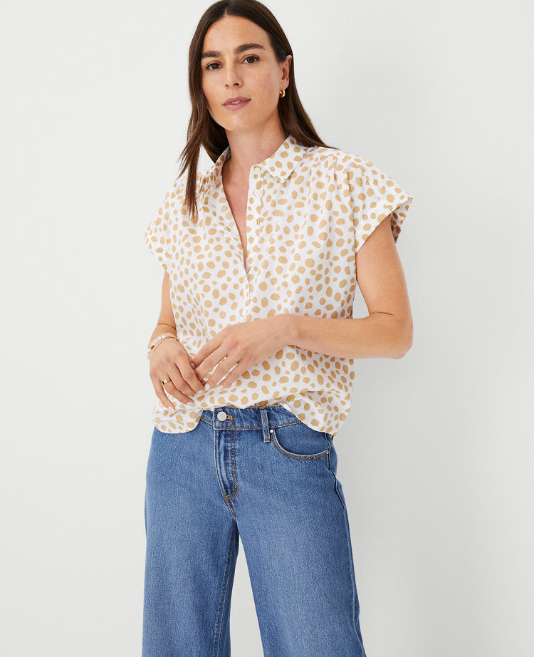 Weekend Spotted Cotton Drop Shoulder Shirt