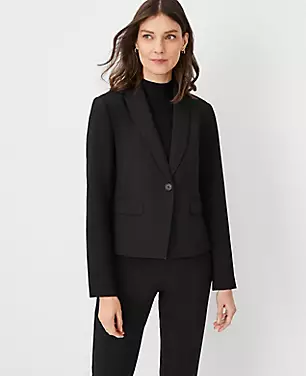 The Petite Shorter One Button Blazer in Fluid Crepe carousel Product Image 1