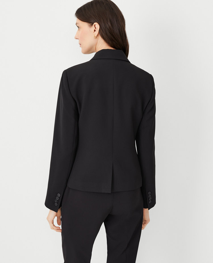 The Petite Shorter One Button Blazer in Fluid Crepe