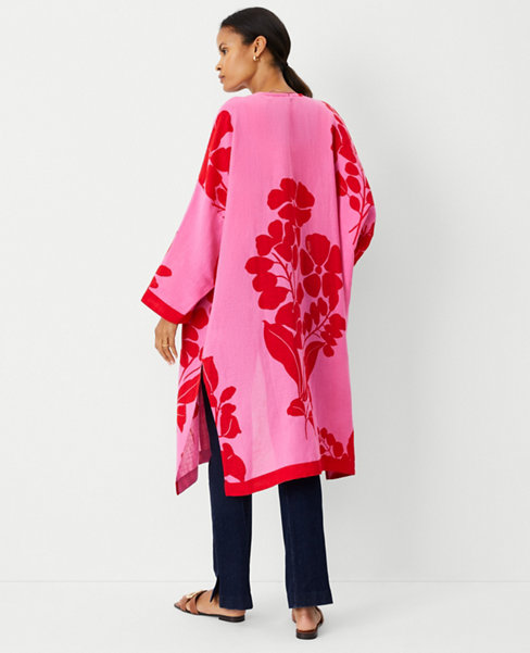 Border Floral Long Kimono