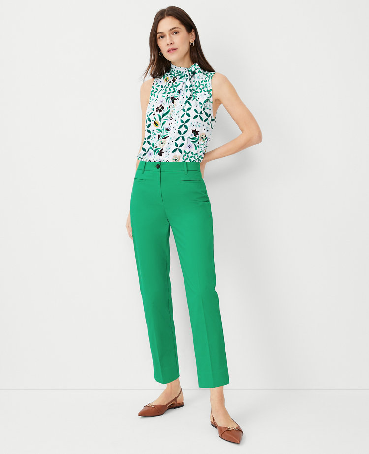 AUTOGRAPH - Plus Size - Womens Pants - Green Summer Cropped - Slim Leg  Cotton